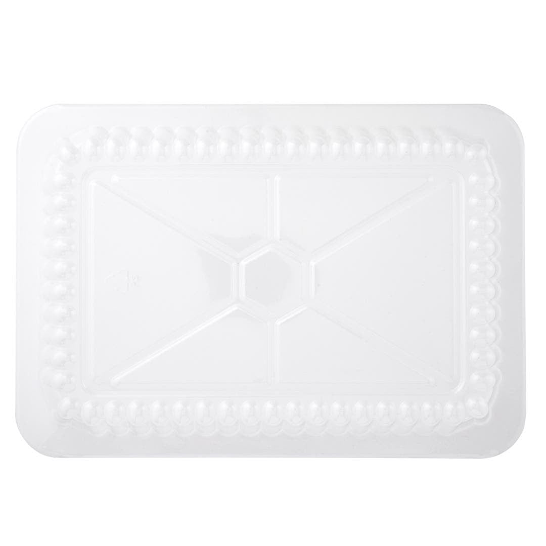 Foil Lux Rectangle Clear Plastic Lid - Fits 27 oz Container - 8 inch x 5 1/4 inch x 1 inch - 200 Count Box
