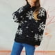 thumbnail image 3 of Suéter grueso de otoño e invierno con copos de nieve navideños, cuello redondo, manga larga, jersey de punto, 3 of 5