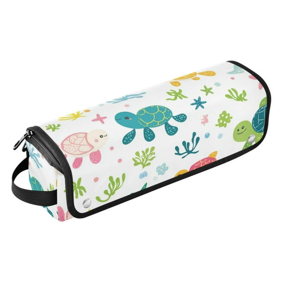 Hair Tool Travel Bag with Heat Resistant Mat for Flat Iron, Straighteners, Curling Iron, Makeup, Toiletries & Haircare Accessories, Portable Hot Tools Organizer with Hangdbag. Sea Turtles