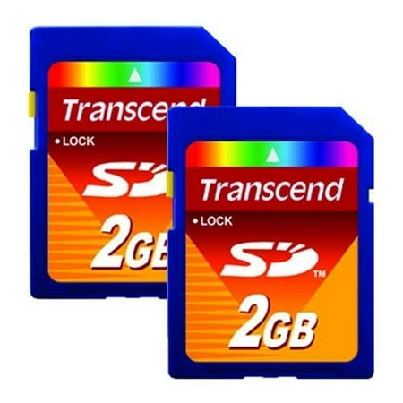Image of Lot of 2 Transcend 2GB SD Flash Memory Card TS2GSDC