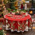 thumbnail image 6 of Christmas Round Tablecloth,Festive Xmas Table Cover,Decorative Round Cloth for Holiday Dining Party Kitchen Home Decor,59.8"(H), 6 of 6