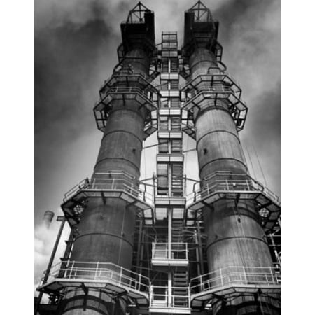 36 Stack - Low angle view of two smoke stacks of a factory Stretched Canvas - (24 x 36)