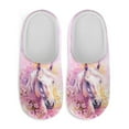 thumbnail image 2 of Psesaysky Pink Horse Floral Print Closed Toe House Slippers for Woman Men Soft Cotton Indoor Shoes Memory Foam Slip On Bedroom Slippers, Size 6-7, 2 of 7