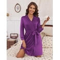 thumbnail image 4 of Ekouaer Women‘s Robes Lightweight 3/4 Sleeve Short Knit Bathrobe Soft Knee Length Sleepwear Robes with Pockets, 4 of 6