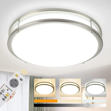 

DLLT 48W Dimmable Flush Mount LED Ceiling Light Fixture 17.6 Round Close to Ceiling Lights with Remote Control Modern Ceiling Lighting for Bedroom/Kitchen/Living Room/Dining Room 3000K/4000K/6000K