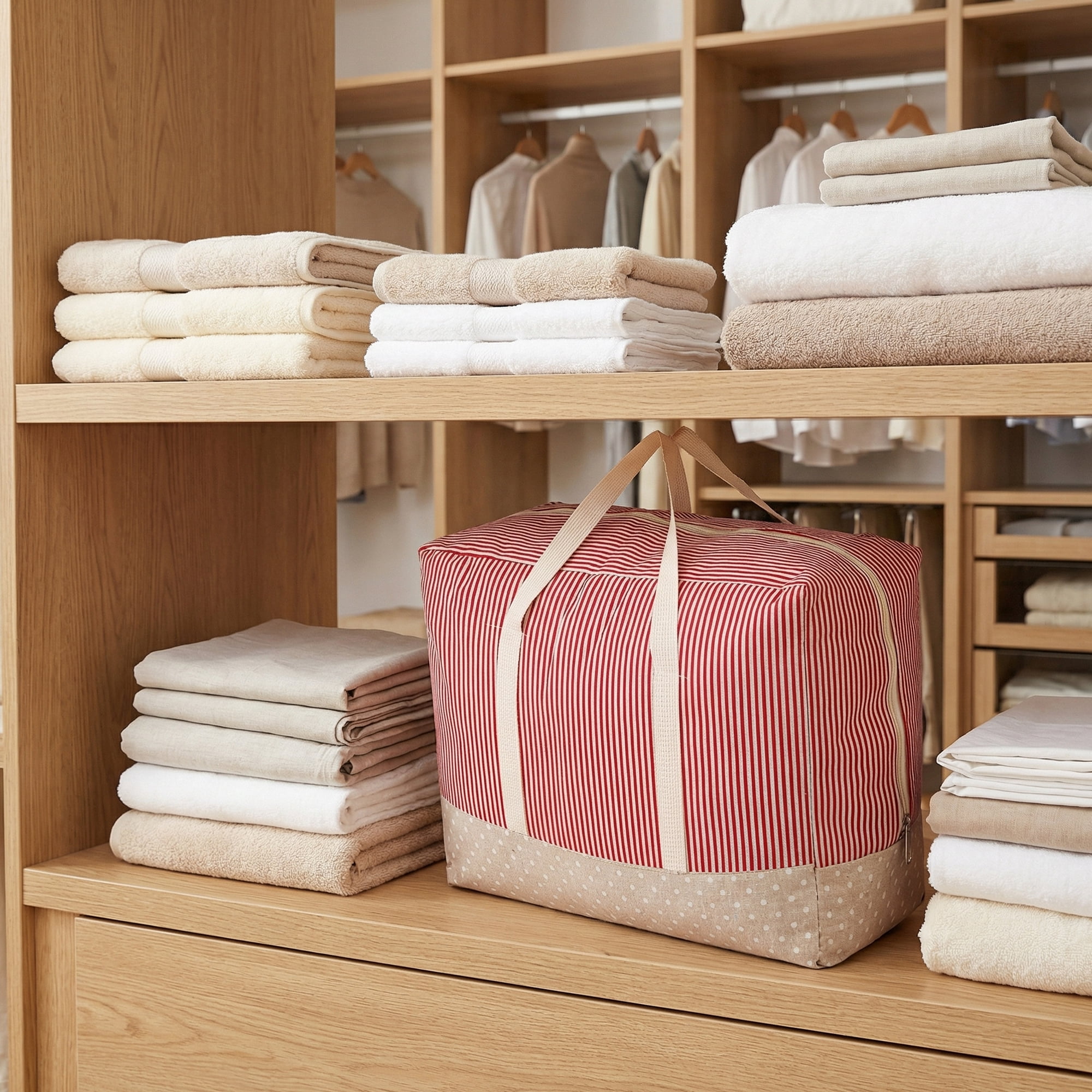 Unique Bargains Clothes Storage Bag for Closet Organizer Red 22.8"x15.7"x11.8"