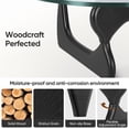 thumbnail image 5 of Cottinch 50" Triangle Glass Coffee Table with Wood Base for Living Room Office, Black, 5 of 12