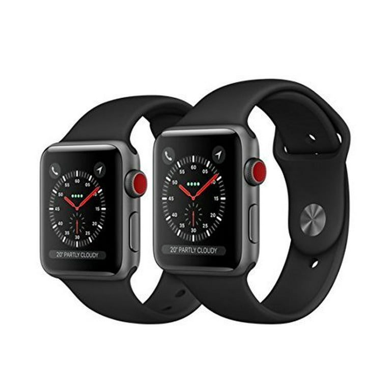 Apple Watch Series 3 (GPS + Cellular), 42mm Space Gray Aluminum Case with  Black Sport Band - Grey