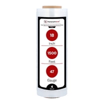 SSBM Cast Hand Stretch Wrap 18" x 1500' 4 Rolls 47 Gauge Clear Plastic High Performance Film for Moving Packing