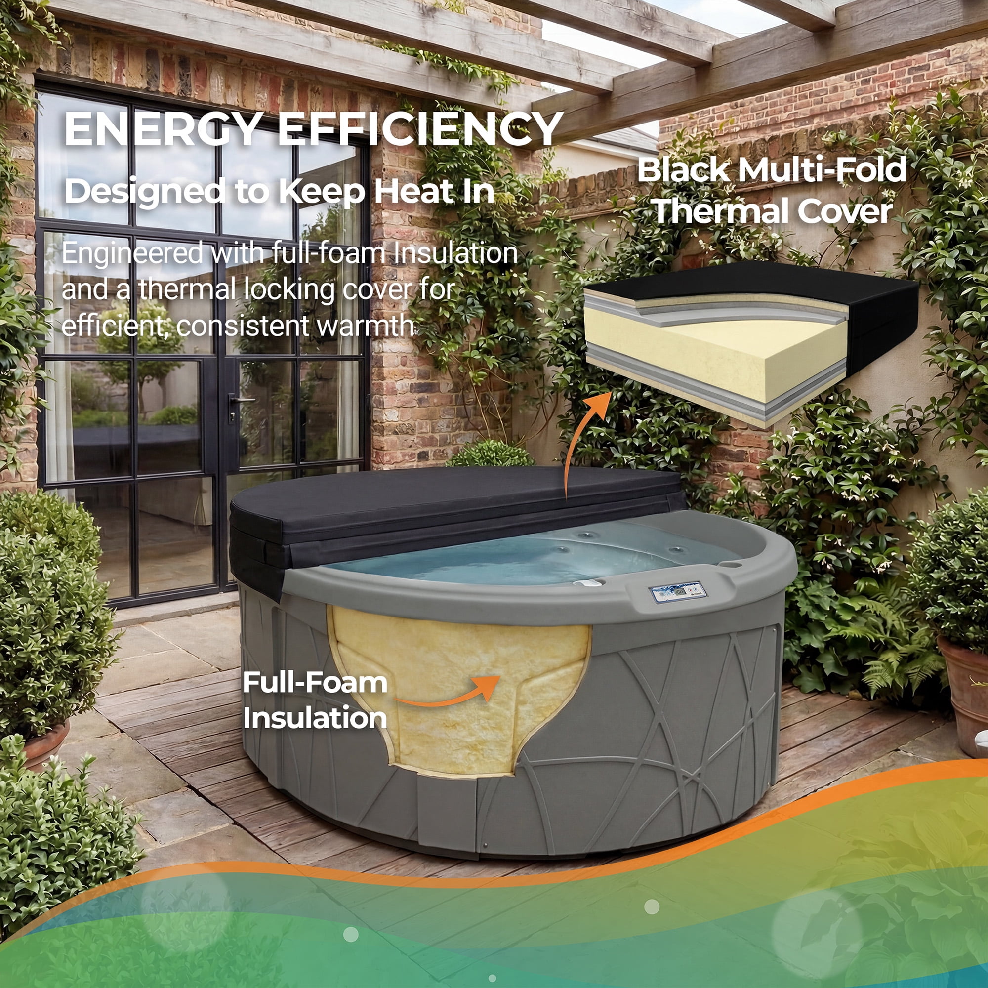 LifeSmart 4-Person 13-Jet Plug & Play Round Hot Tub with Thermal Cover, Taupe