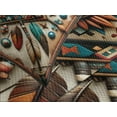 thumbnail image 4 of Ambesonne Rustic Quilted Bedspread Set 3 Pcs, Southwestern Square Feathers, Queen Size, Turquoise Cocoa and Redbrown, 4 of 5