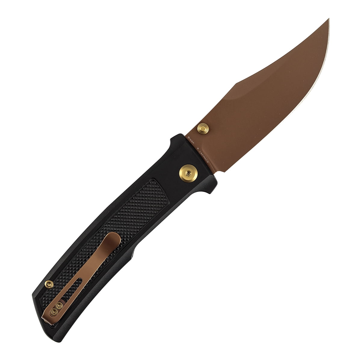 Tenable Bison Folding Knife 3.24'' Rose Gold Nitro V Blade,Aluminum Handle with Frag Pattern,B2108A3