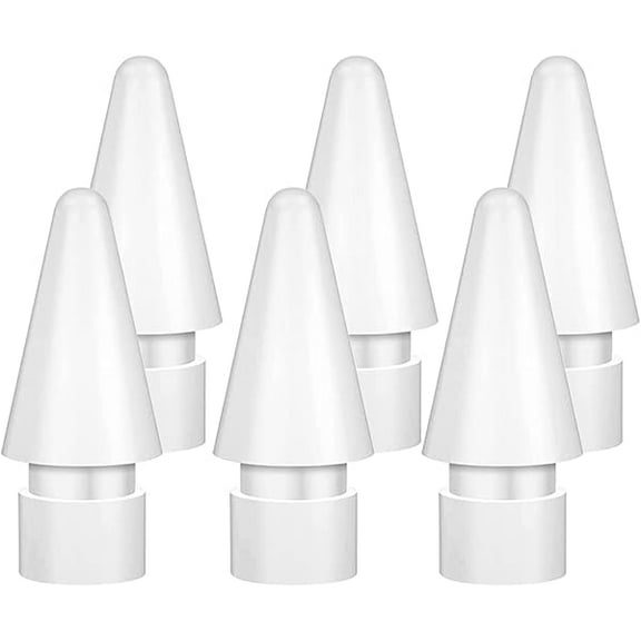 BLEBLE Replacement Tips for Apple Pencil 1st/2nd Generation & Logitech Crayon, Fine Point Well Precision Control Apple Pencil Nibs for ipad Pro/Air/Mini Pencil, 6 Pack, White