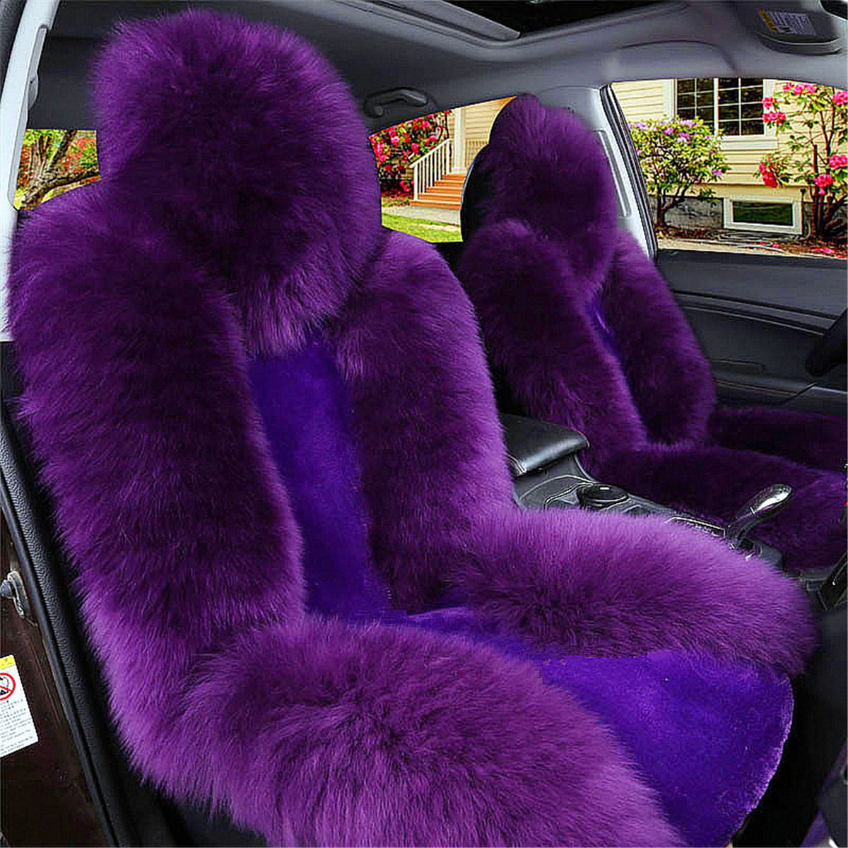 Luxury Sheepskin Seat Cover Universal Car Wool Warm Sheepskin Fur Front