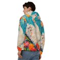 thumbnail image 4 of Wukai Playful Floral Cat Print Men's Zip-Up Hoodie,Fleece Full-Zip Hoodie for Men, Hooded Sweatshirt-Small, 4 of 5