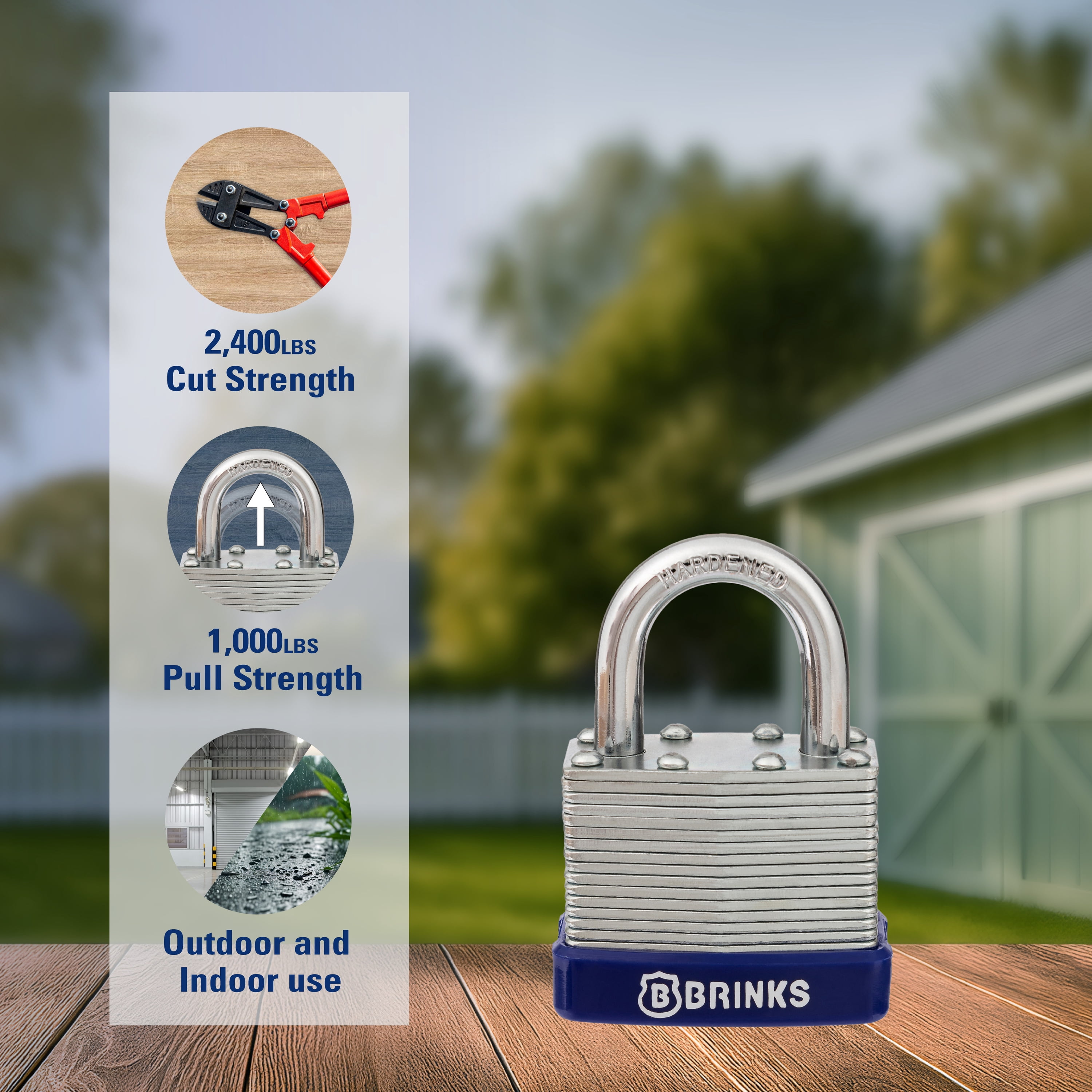 (2 pack) Brinks Laminated Steel 40mm Keyed Padlock with 7/8in Shackle, 2 pack