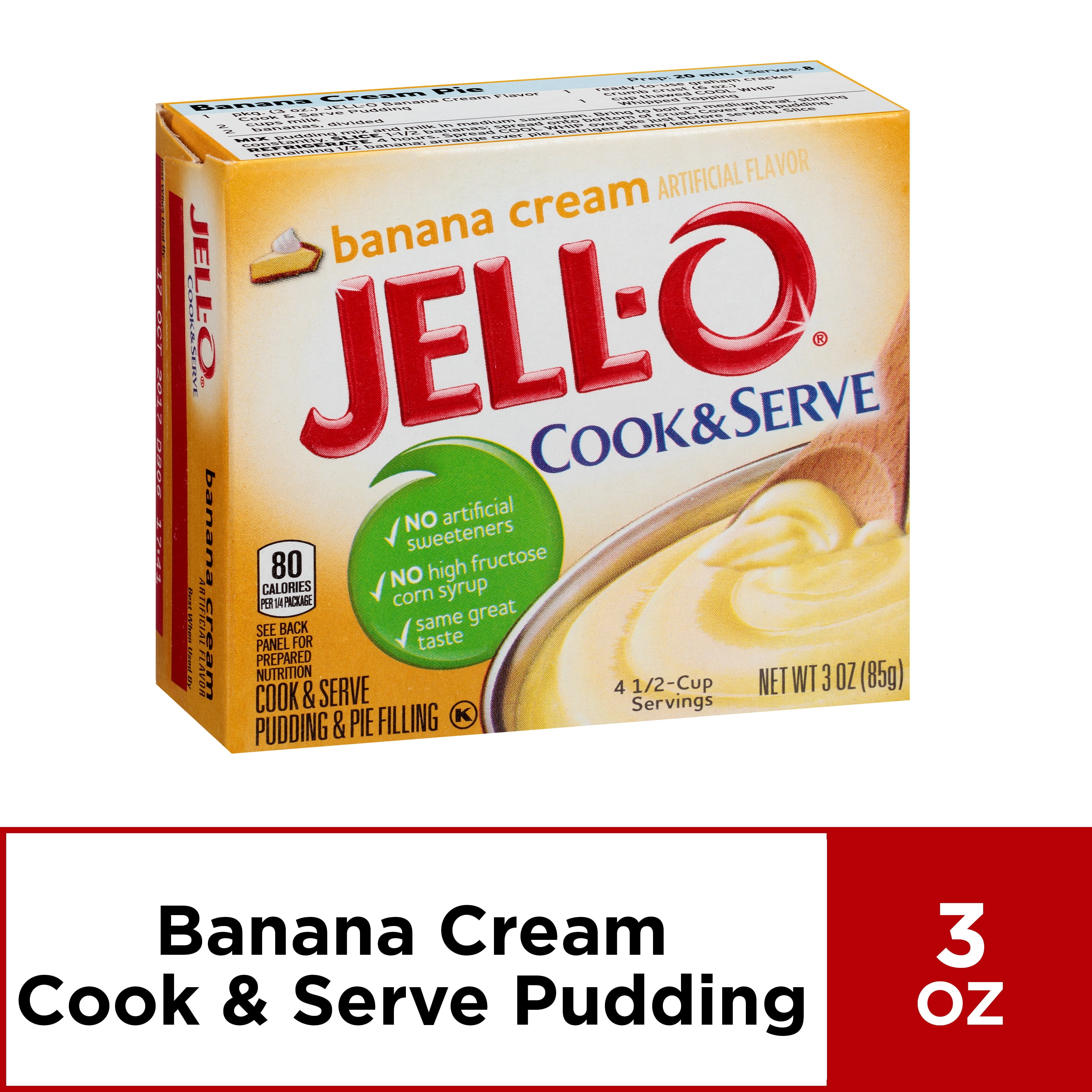 JellO Cook and Serve Banana Cream Pudding, 3 oz Box