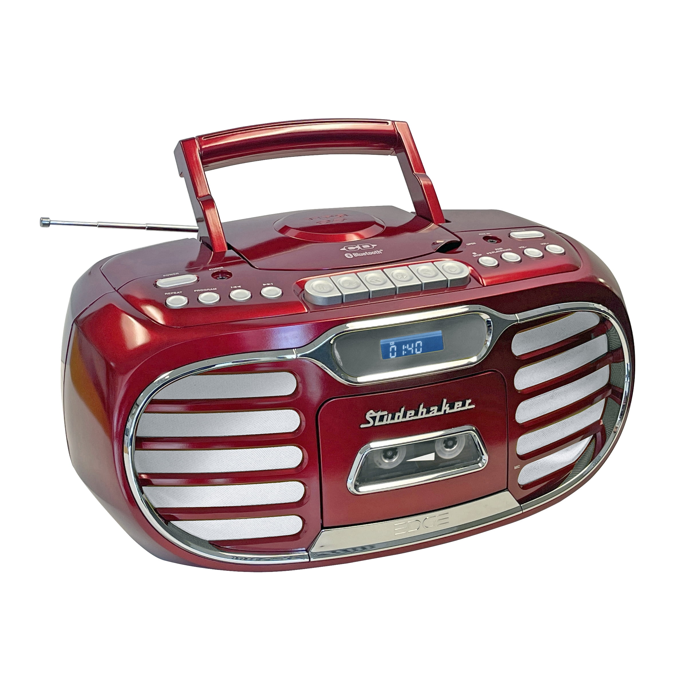 Studebaker Retro Edge Big Sound Bluetooth Boombox with CD/Cassette