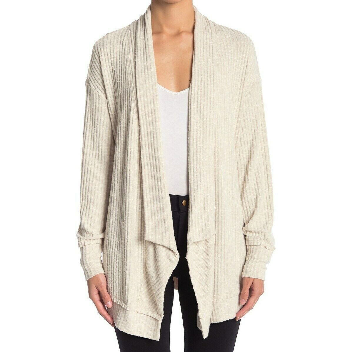 Melloday - Womens Sweater Cream Large Ribbed Knit Cardigan L - Walmart ...