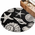 thumbnail image 2 of Small Round Rug 3Ft, Black Starfish Coastal Non-Slip Washable Circle Rugs Carpet, Shell Coral Summer Beach Nautical Ocean Indoor Outdoor Rug Floor Mats Throw Runner for Bedroom Living Room Bathroom, 2 of 8