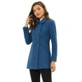 thumbnail image 2 of Abrigo Largo De Invierno Con Cuello Peter Pan Y Doble Botonadura Para Mujer azul gris oscuro M, 2 of 6