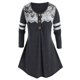 thumbnail image 1 of Más el tamaño de encaje Insertar heathered camiseta Rosegal Mangas largas de talla grande, 1 of 5