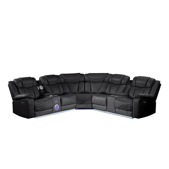 Challenger Modern Style Recliner Sectional Sofa made with Wood in Black