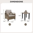 thumbnail image 4 of EAGLE PEAK Wicker Bistro Table and Chairs Set of 3, Outdoor Bistro Set, 3 Piece Patio Furniture Set w/ Wicker Outdoor Chairs & Side Table, Brown/Gray, 4 of 9