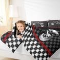 thumbnail image 4 of Feelyou Cartoon Red Automobile Full Size Comforter Sets, Speed Sports Lover Bedding Comforter Set, Checkered Square Plaid Reversible Bedding Sets, Luxury Bedroom Decor, 3pcs, 4 of 8