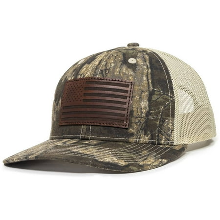 Realtree Mens Camo Flag Hat Realtree Timber/Tan