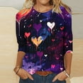 thumbnail image 2 of Womens 3/4 Length Sleeve Tops 2024, Valentines and Casual Fashion Style Shirts Crew Neck Loose-Fitting Blouses, 2 of 4