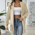 thumbnail image 2 of ATOYSOY Women's Lightweight Midi Coat Open Front Cardigan Fall Winter Casual Sweatshirts Long Sleeve Tops Outwear Loose Jackets Sweaters for Women Beige Free Size, 2 of 6