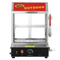 KFFKFF Hot Dog Warmer, 28.5QT, Dual-Level Hot Dog House Steamer, Temperature Adjustment 86℉~185℉, Electric Bread Heater with Durable Glass Slide Doors