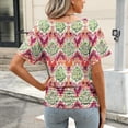 thumbnail image 4 of GaThRRgYP Womens tops V Neck Short Sleeve,Fashion Women's Casual Short Sleeve Printing V-Neck Blouse Floral Ruched T-Shirt Casual Feminine Red S, 4 of 6