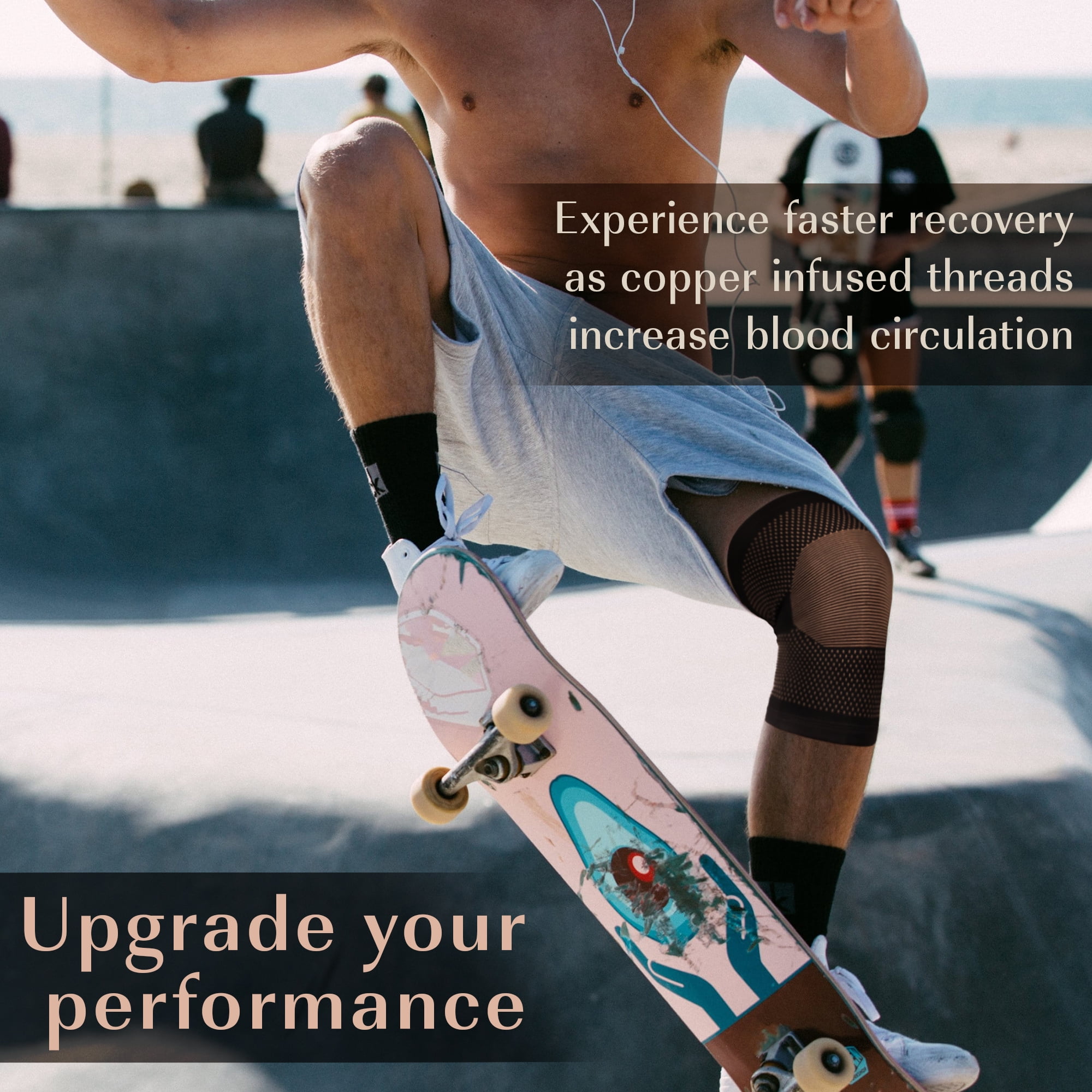 Copper Compression Knee Sleeve - Grey/Blue - Large/XLarge - 10 Units