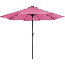 Northlight 9ft Solar Lighted Outdoor Patio Market Umbrella with Hand Crank and Tilt, Pink