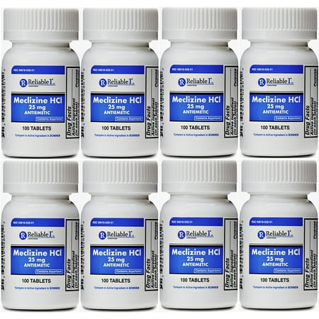 Méclizine 25 mg Générique Bonine cinétose 100 Comprimés à mâcher PACK de 8
