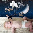 thumbnail image 3 of Crib Mobile Airplane & Clouds Nursery Decoration Grey And White, Navy Blue, Compatible With Crib Mobile, 3 of 3