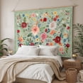 thumbnail image 3 of Sage Green Floral Tapestry for Bedroom Wall Hanging Tapestry, Spring Flowers Leaves Farmhouse Ceiling Backdrop Tapestries Poster Blanket Wall Decor for Teens Room Living Room Dorm 59" x 90", 3 of 8