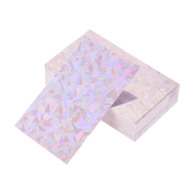Uxcell 50 Business Card Stock 3.5" x 2" Blank Business Cards for Laser Printer Small Message Card Graffiti Scrapbooking DIY Thanks Cards, Diamond Silver