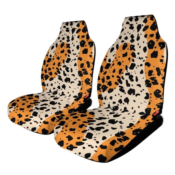 Leopard Print Pattern Car Seat Covers Set of 2 Auto Accessories Protectors Car Decor Universal Fit for Car Truck SUV