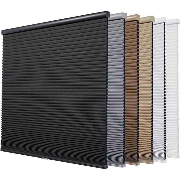 Persilux Custom Blackout Cellular Window Shades Cordless Blinds Honeycomb for Windows (White 23"W x48"H) Home, Room Darkening Door Kitchen Easy to Install