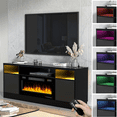 thumbnail image 3 of BREEZEHEAT Electric Fireplace TV Stand-70 inch TV Stand with 36" Electric Fireplace-Living Room Tv Cabinet with Storage for TVs Up to 80"-Led Entertainment Center，Modern Media Console (Black), 3 of 10
