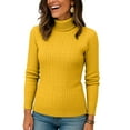 thumbnail image 4 of Nokdvo Women's Sweaters Trendy Knit Mockneck Long Sleeve Solid Color Sweaters Fall Winter Casual Loose Ribbed Pullover Top,Yellow M, 4 of 4