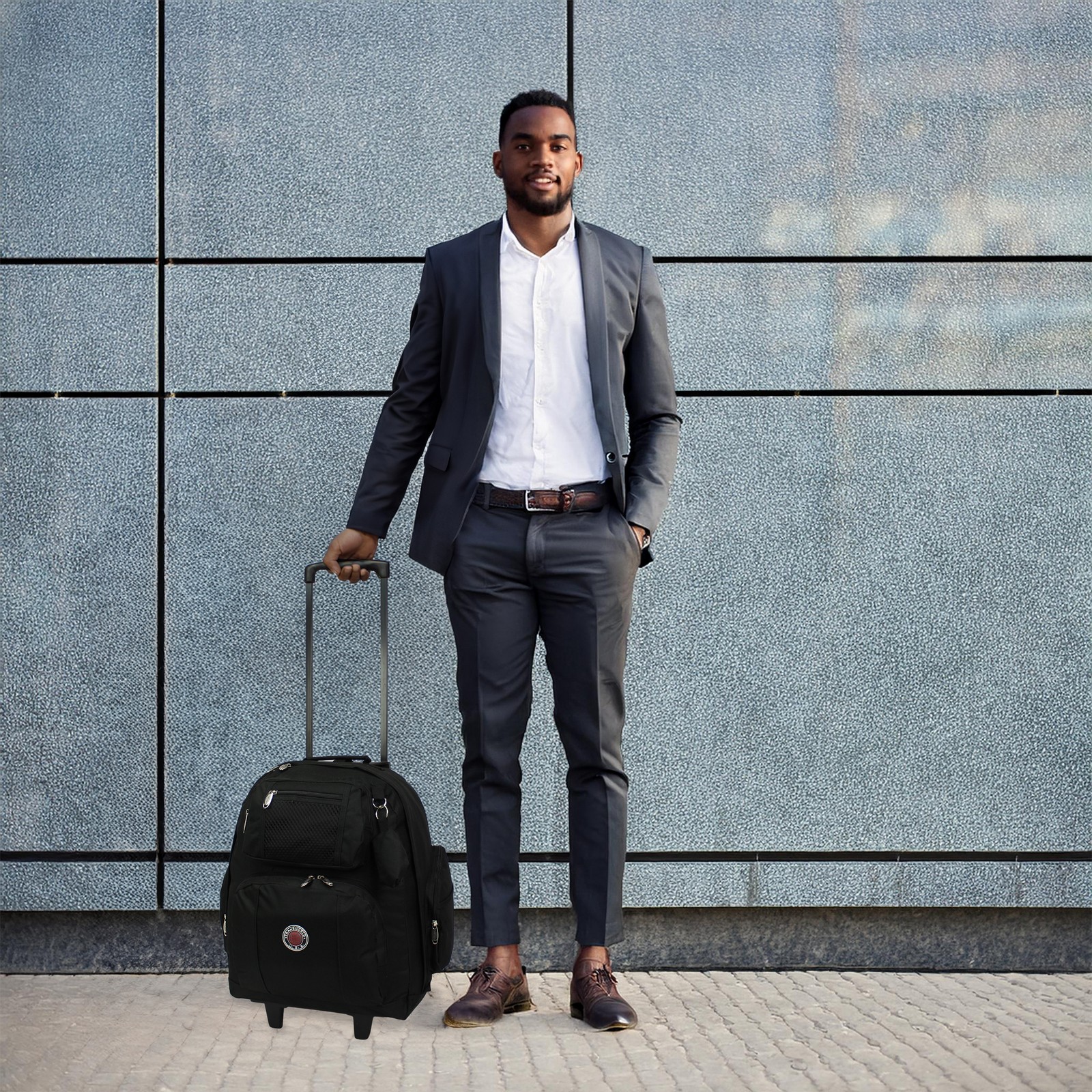 World Traveler Transworld 22-Inch Carry-On Rolling Backpack Airline Approved Size - Black