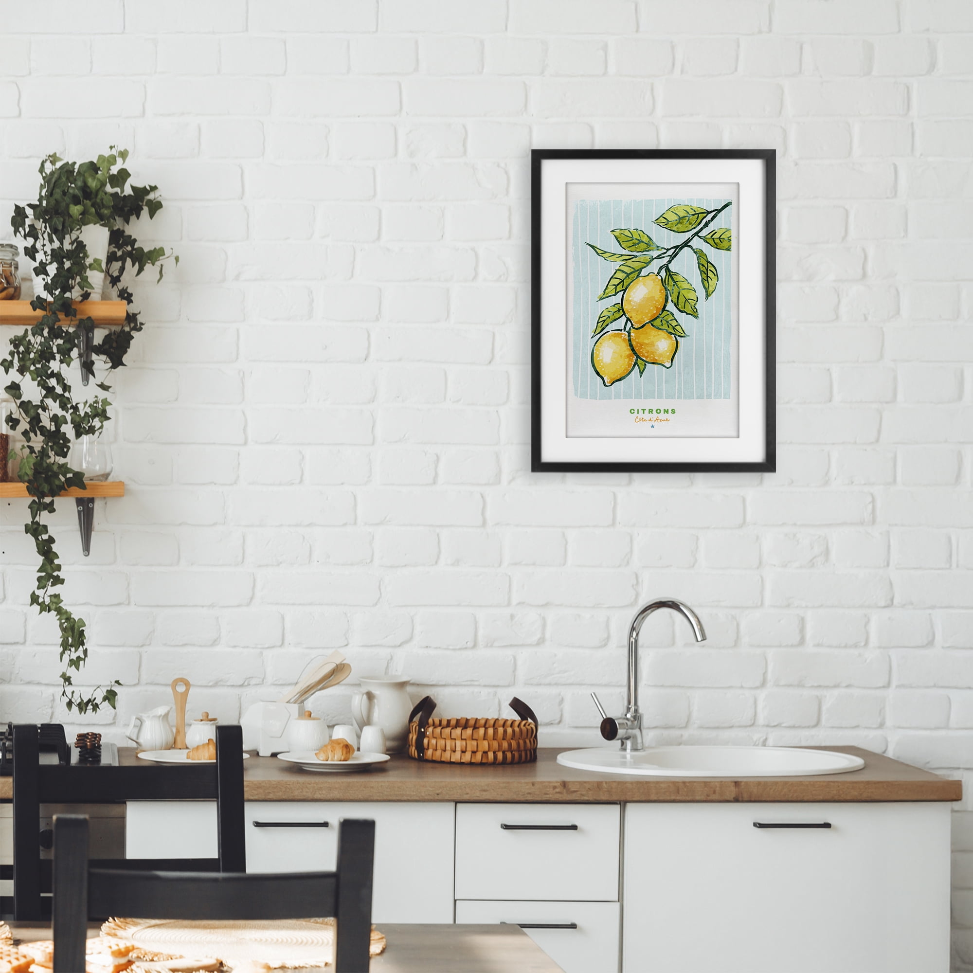 Stupell Industries Modern Bistro Lemons Black Framed Print Under Glass, design by Chad Barrett