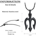thumbnail image 2 of Poseidon Trident Pendant Urn Necklace for Ashes Stainless Steel Ancient Greece Amulet Keepsake Cremation Jewelry Memorial Gift for Men Women, 2 of 7