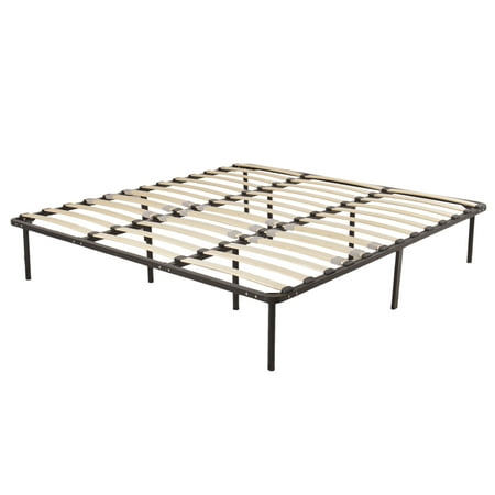 Image of Anvazise 79*75*14 Wooden Bed Slat and Metal Iron Stand King Size Iron Bed Black