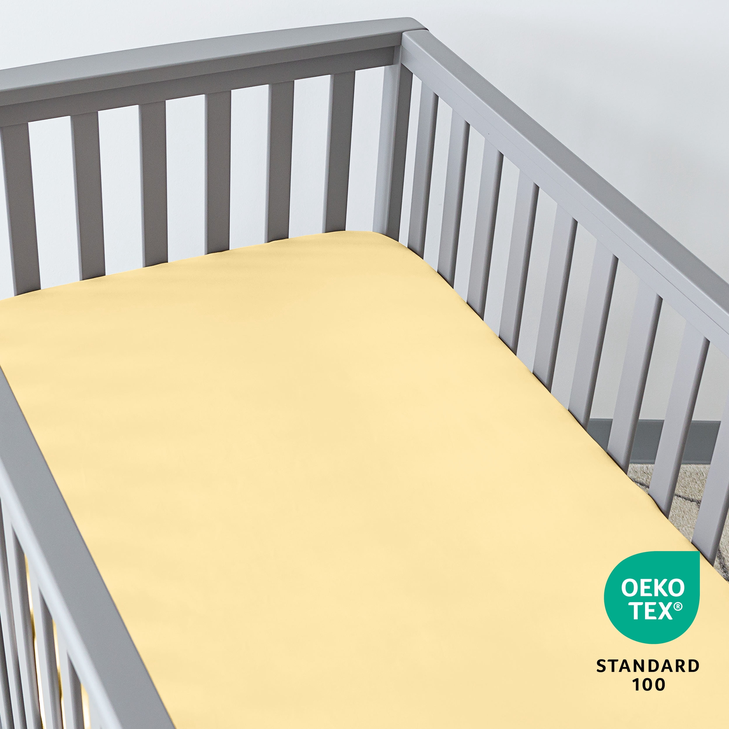 Bare Home 2 Pack Fitted Sheets - Premium 1800 Collection - Ultra Soft - Crib, Morning Sun/White