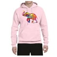 thumbnail image 2 of Wild Bobby, Colorful Walking Good Luck Elephant Animal Lover Unisex Graphic Hoodie Sweatshirt, Light Pink, Large, 2 of 3